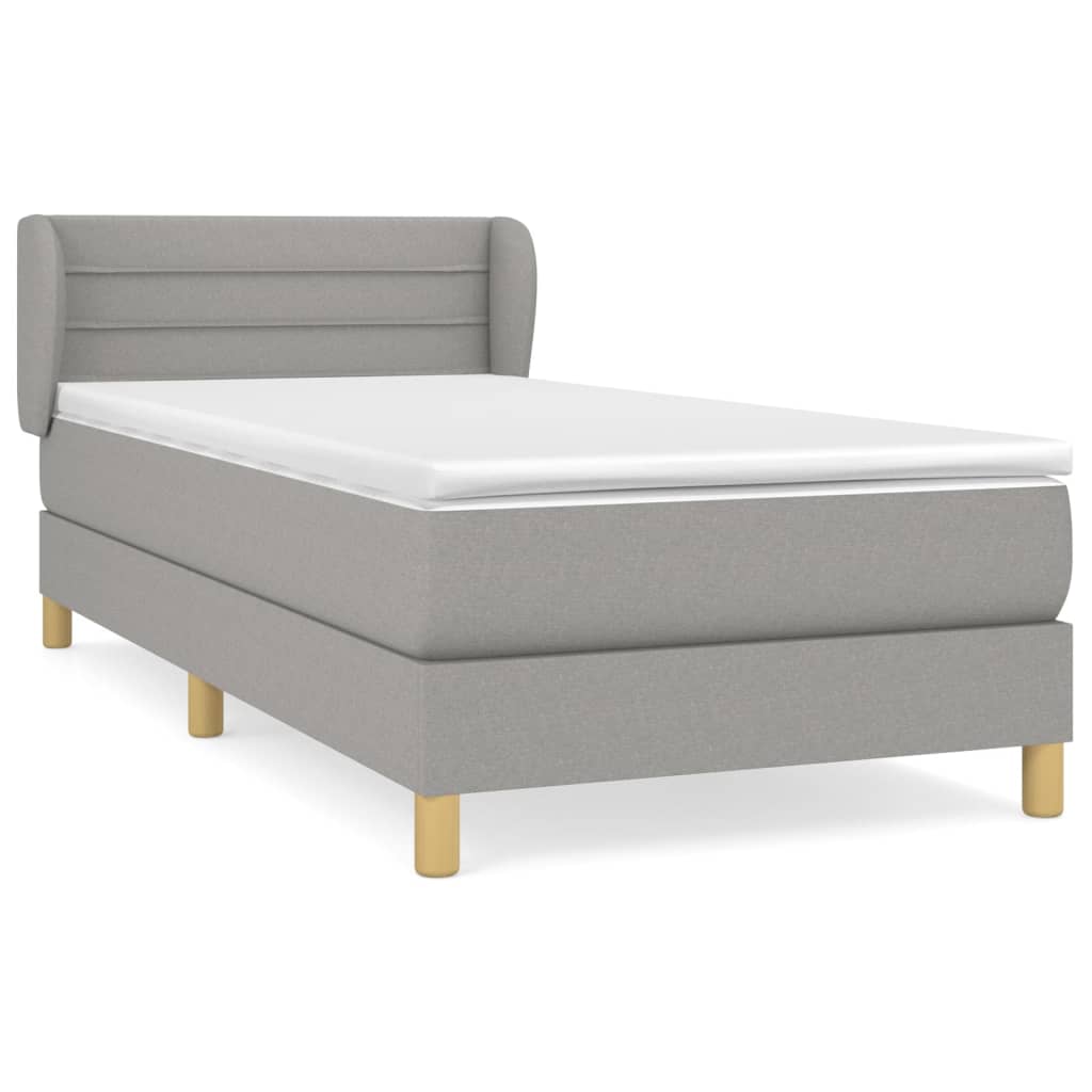 Κρεβάτι Boxspring με Στρώμα Ανοιχτό Γκρι 80x200 εκ. Υφασμάτινο
