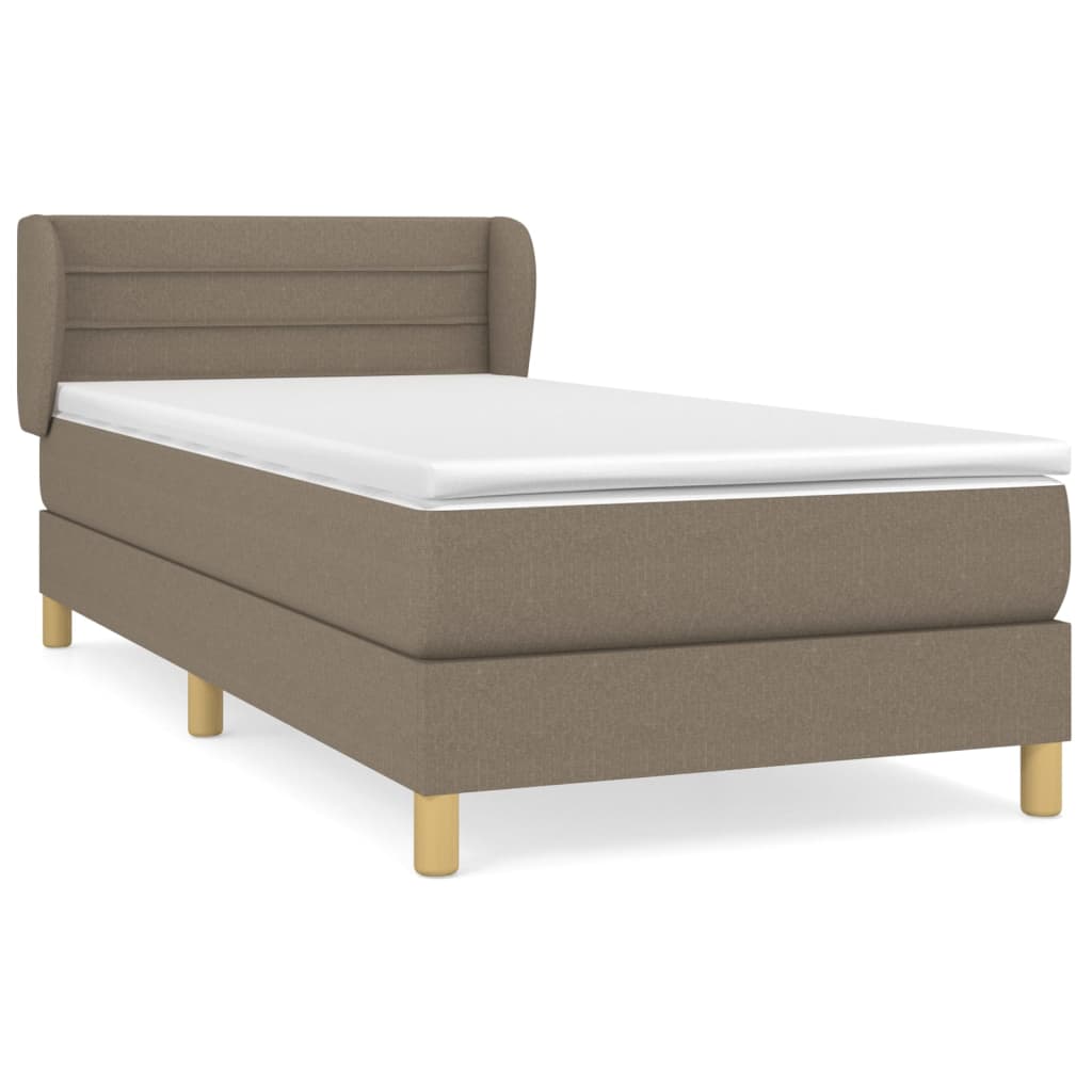 Κρεβάτι Boxspring με Στρώμα Taupe 90x200 εκ. Υφασμάτινο