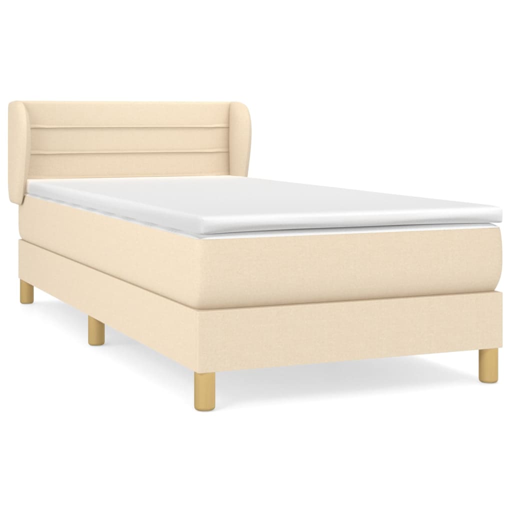 Κρεβάτι Boxspring με Στρώμα Κρεμ 90x200 εκ.Υφασμάτινο