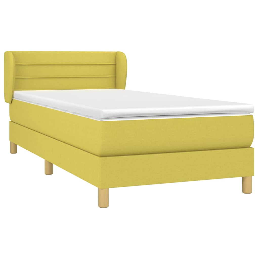 Κρεβάτι Boxspring με Στρώμα Πράσινο 90x200 εκ. Υφασμάτινο