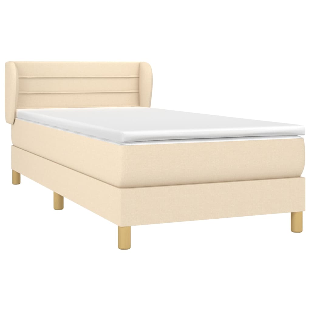 Κρεβάτι Boxspring με Στρώμα Κρεμ 100 x 200 εκ. Υφασμάτινο