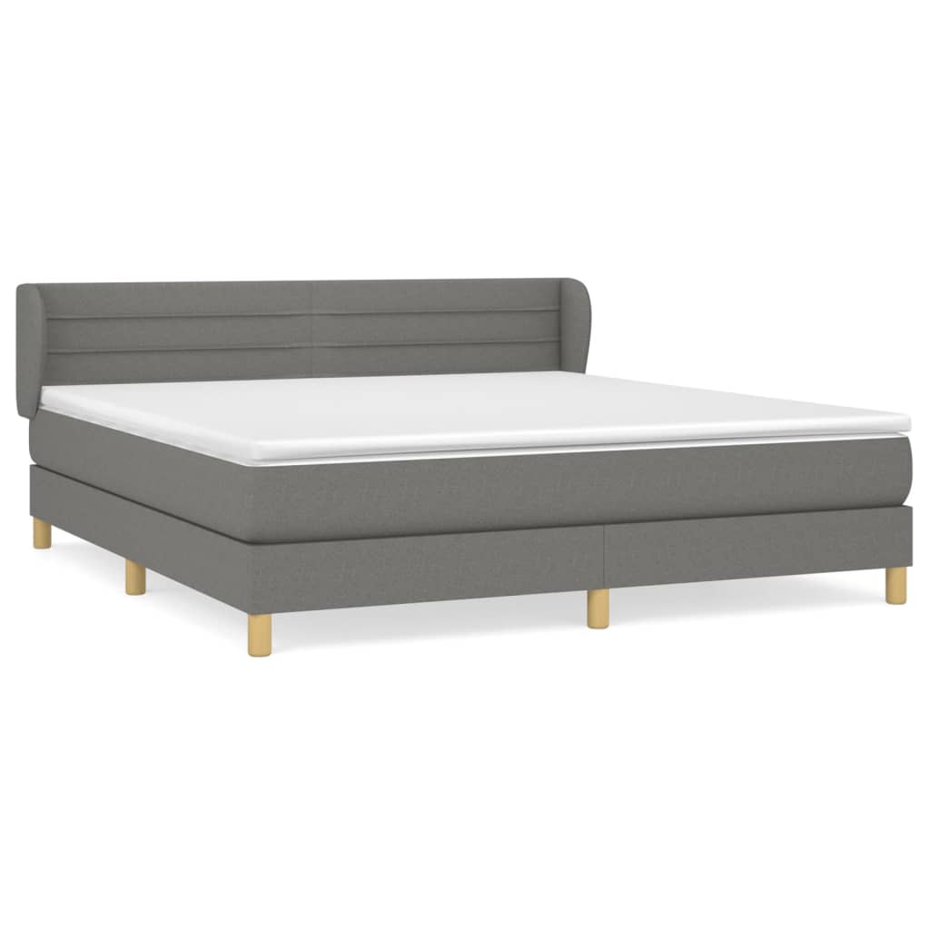 Κρεβάτι Boxspring με Στρώμα Σκούρο Γκρι 160x200 εκ Υφασμάτινο - Pakobazaar