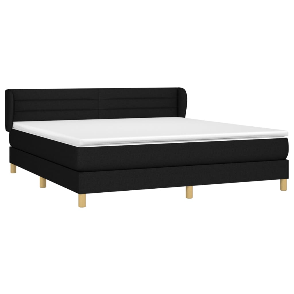 Κρεβάτι Boxspring με Στρώμα Μαύρο 160x200 εκ. Υφασμάτινο