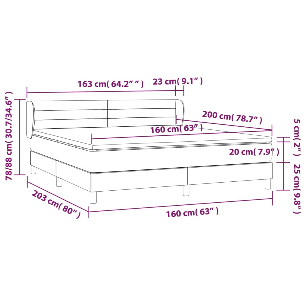 Κρεβάτι Boxspring με Στρώμα Πράσινο 160x200 εκ.Υφασμάτινο - Pakobazaar