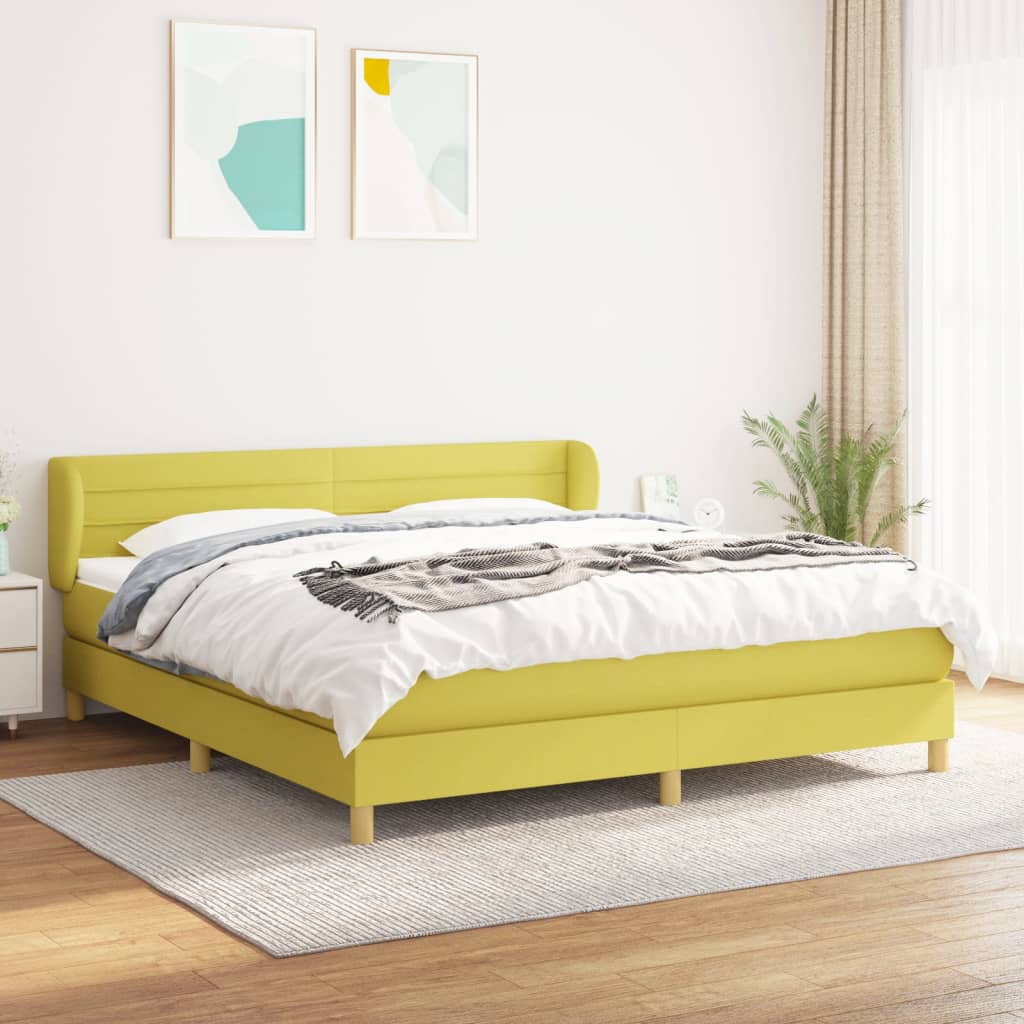 Κρεβάτι Boxspring με Στρώμα Πράσινο 160x200 εκ.Υφασμάτινο - Pakobazaar