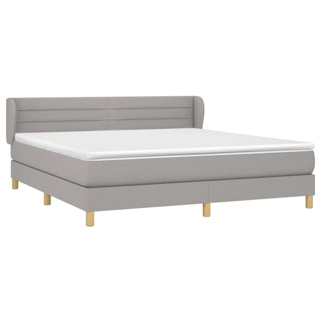 Κρεβάτι Boxspring με Στρώμα Ανοιχτό Γκρι 180x200 εκ. Υφασμάτινο