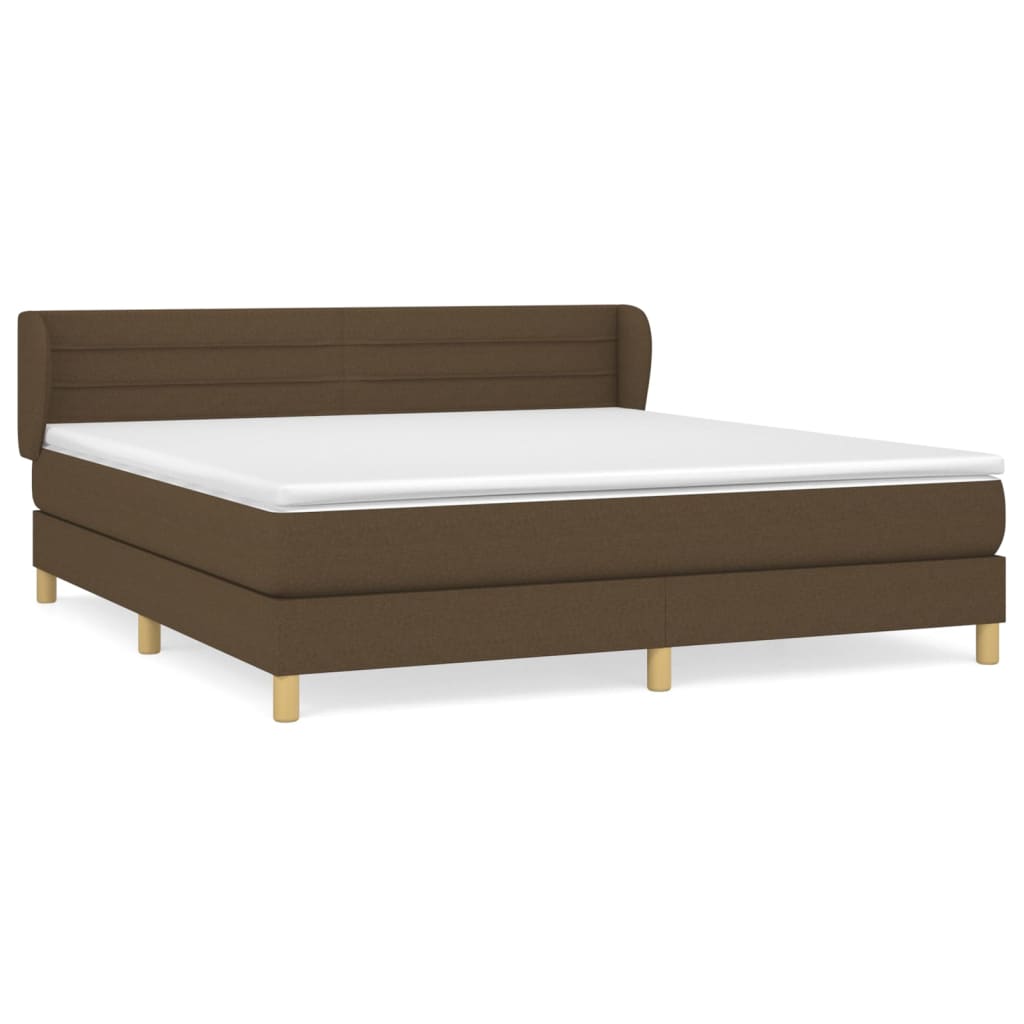 Κρεβάτι Boxspring με Στρώμα Σκούρο Καφέ 180x200 εκ Υφασμάτινο