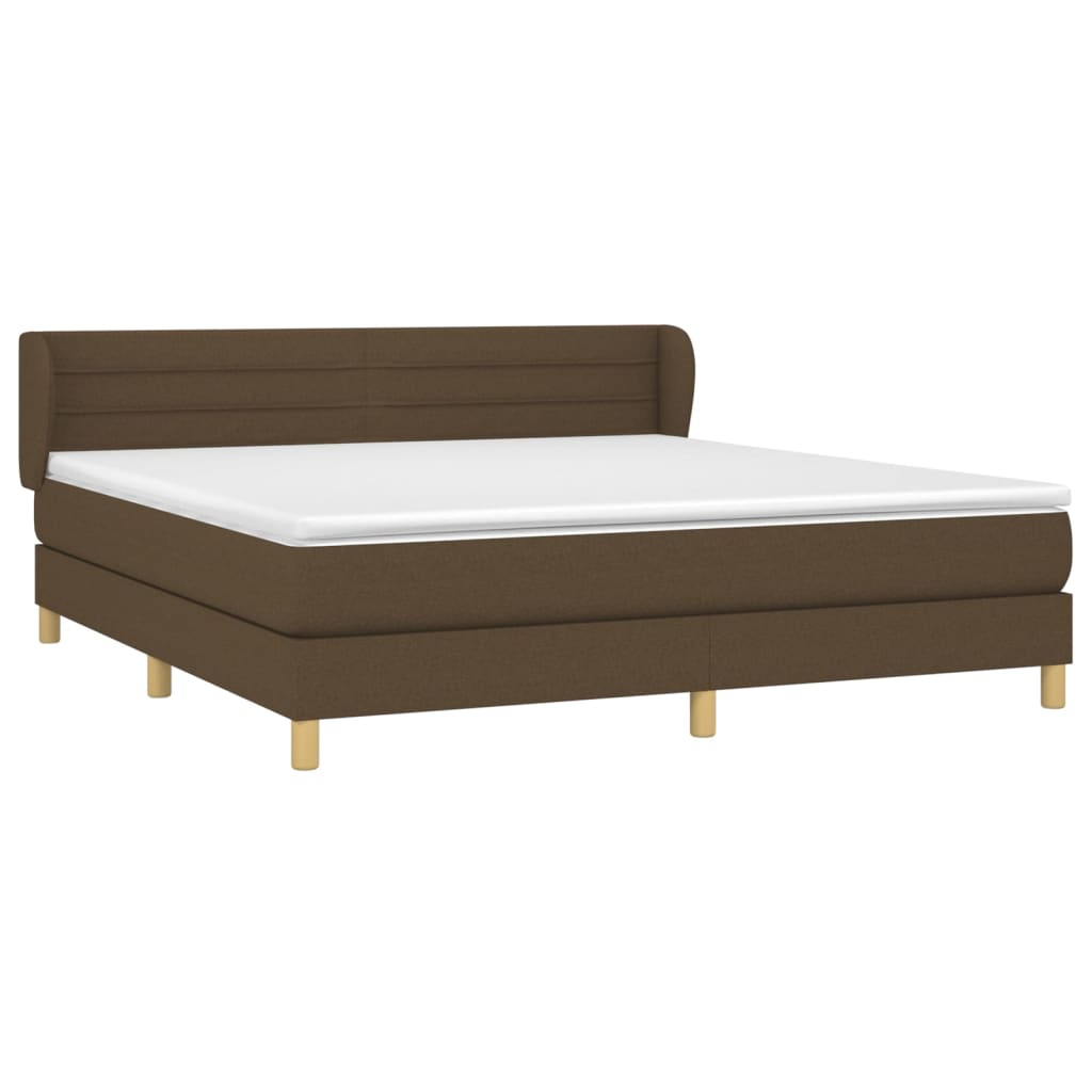 Κρεβάτι Boxspring με Στρώμα Σκούρο Καφέ 180x200 εκ Υφασμάτινο