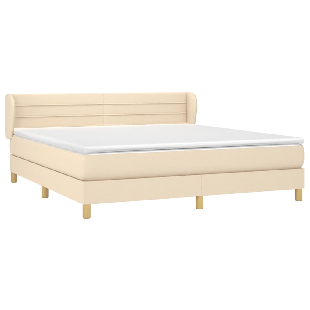 Κρεβάτι Boxspring με Στρώμα Κρεμ 180x200 εκ. Υφασμάτινο