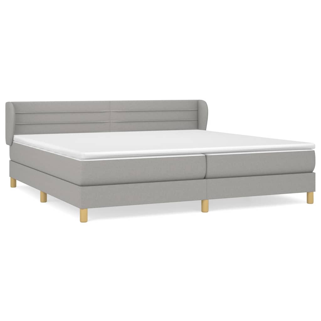 Κρεβάτι Boxspring με Στρώμα Ανοιχτό Γκρι 200x200 εκ. Υφασμάτινο