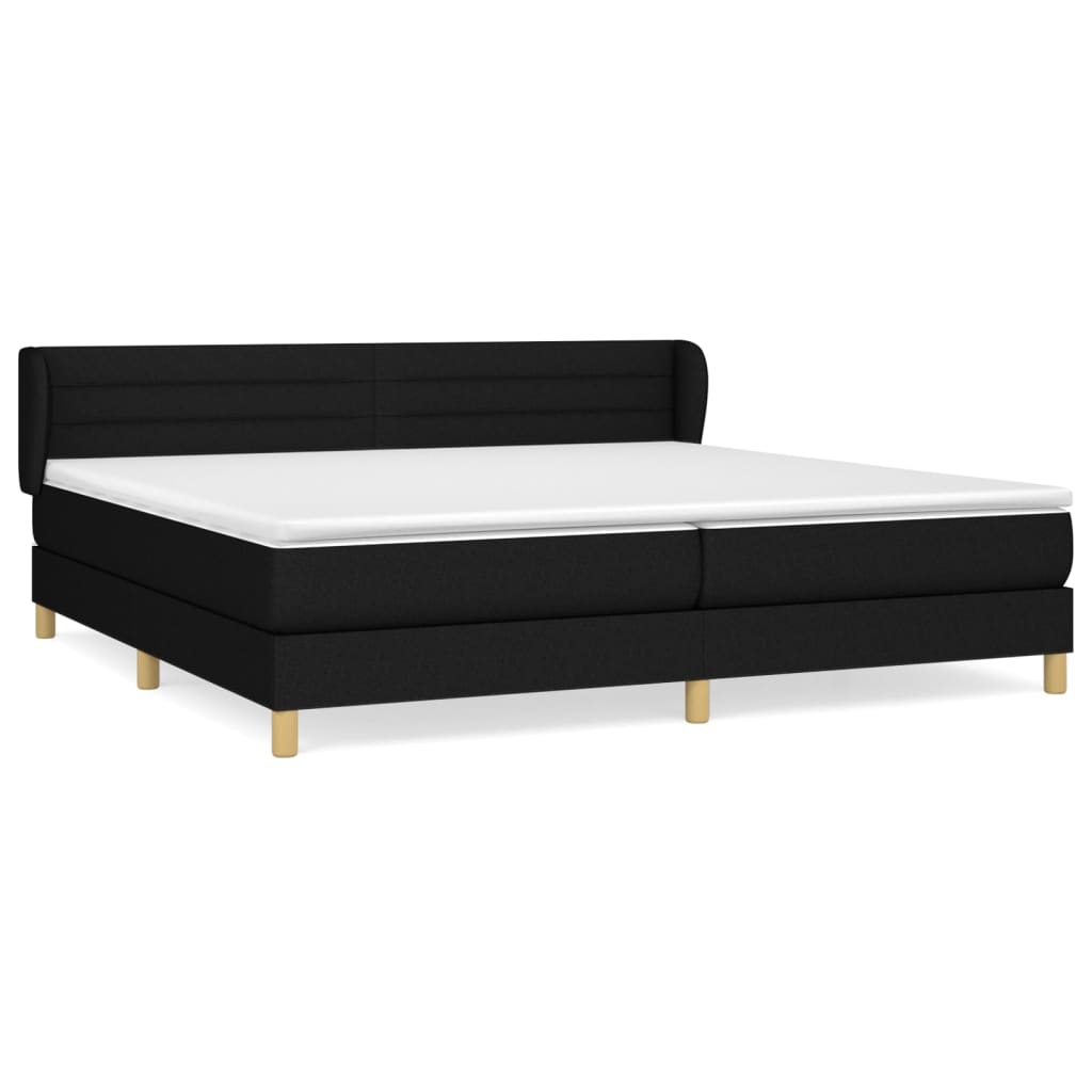 Κρεβάτι Boxspring με Στρώμα Μαύρο 200x200 εκ. Υφασμάτινο