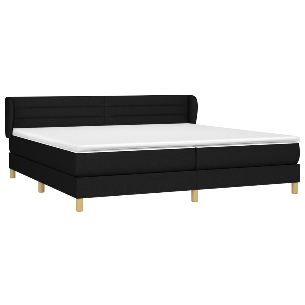 Κρεβάτι Boxspring με Στρώμα Μαύρο 200x200 εκ. Υφασμάτινο