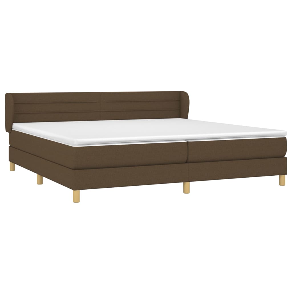 Κρεβάτι Boxspring με Στρώμα Σκούρο Καφέ 200x200 εκ. Υφασμάτινο