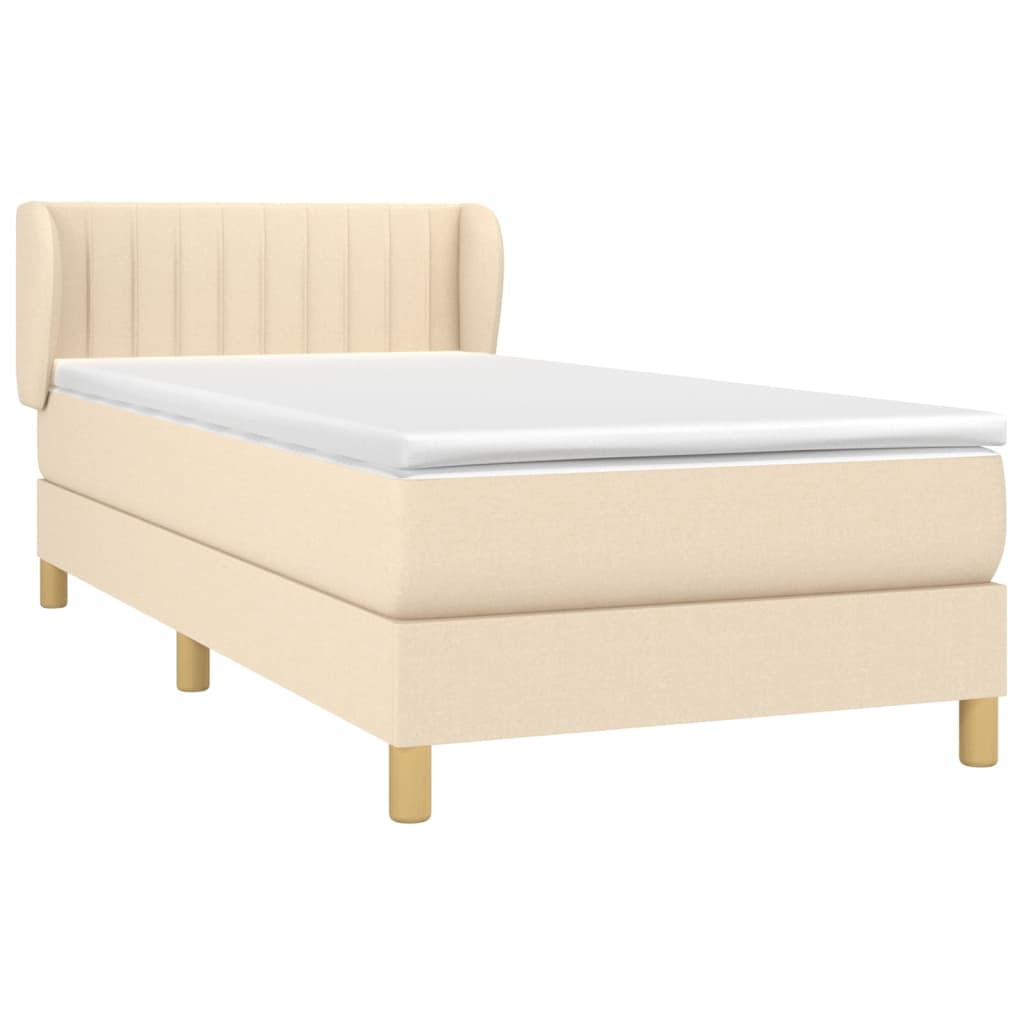 Κρεβάτι Boxspring με Στρώμα Κρεμ 100 x 200 εκ. Υφασμάτινο
