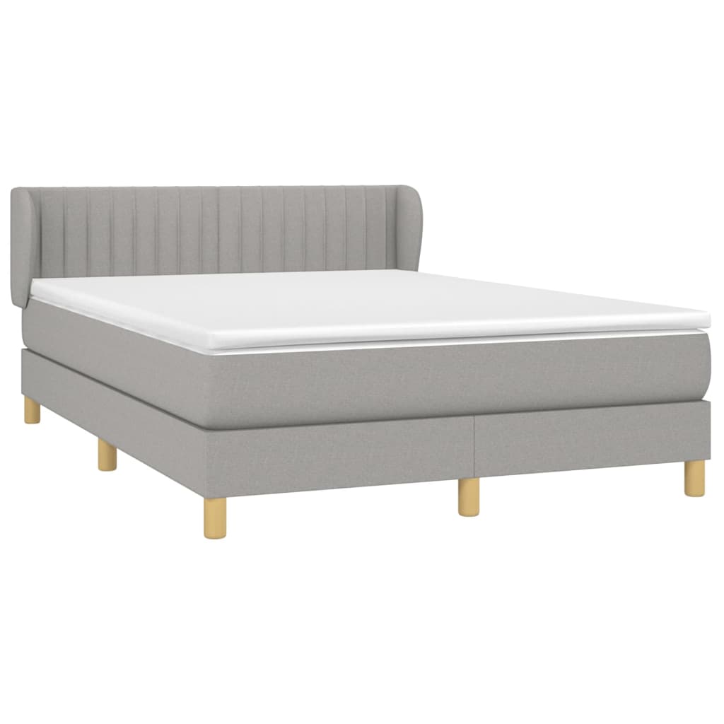 Κρεβάτι Boxspring με Στρώμα Ανοιχτό Γκρι 140x190 εκ. Υφασμάτινο