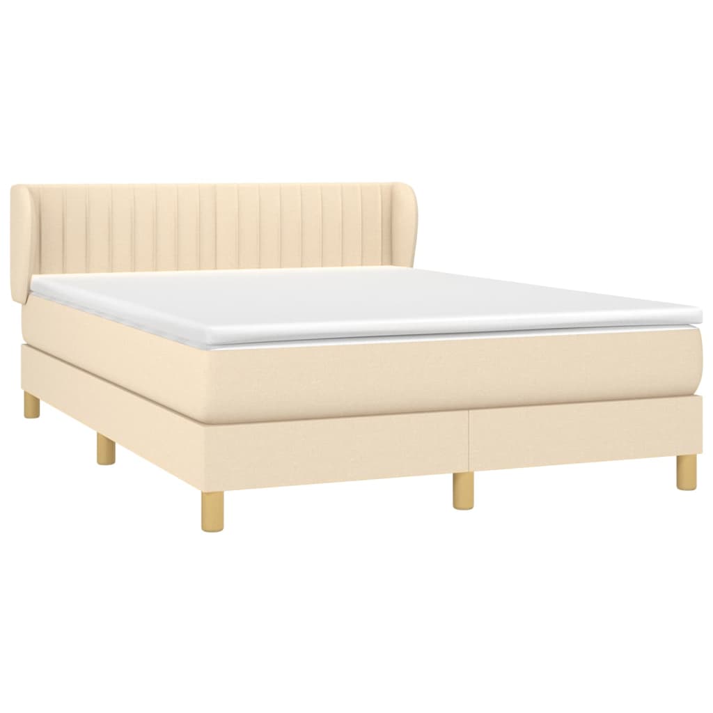 Κρεβάτι Boxspring με Στρώμα Κρεμ 140x190 εκ. Υφασμάτινο - Pakobazaar