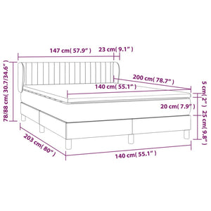 Κρεβάτι Boxspring με Στρώμα Μαύρο 140x200 εκ. Υφασμάτινο