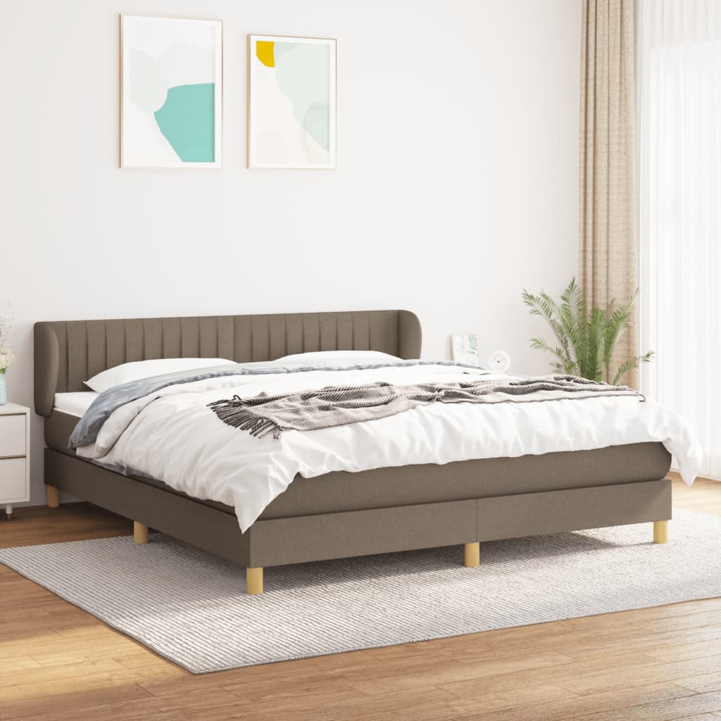 Κρεβάτι Boxspring με Στρώμα Taupe 160x200 εκ. Υφασμάτινο - Pakobazaar