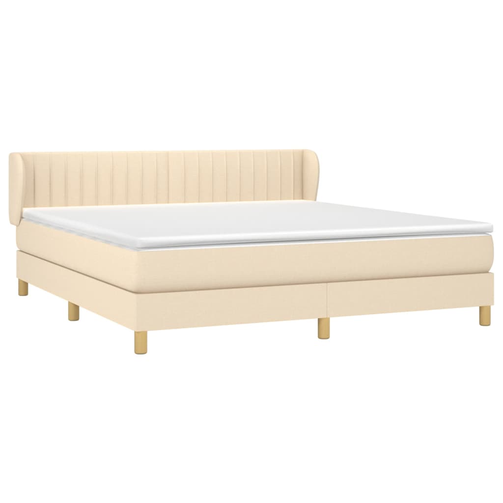Κρεβάτι Boxspring με Στρώμα Κρεμ 160x200 εκ. Υφασμάτινο