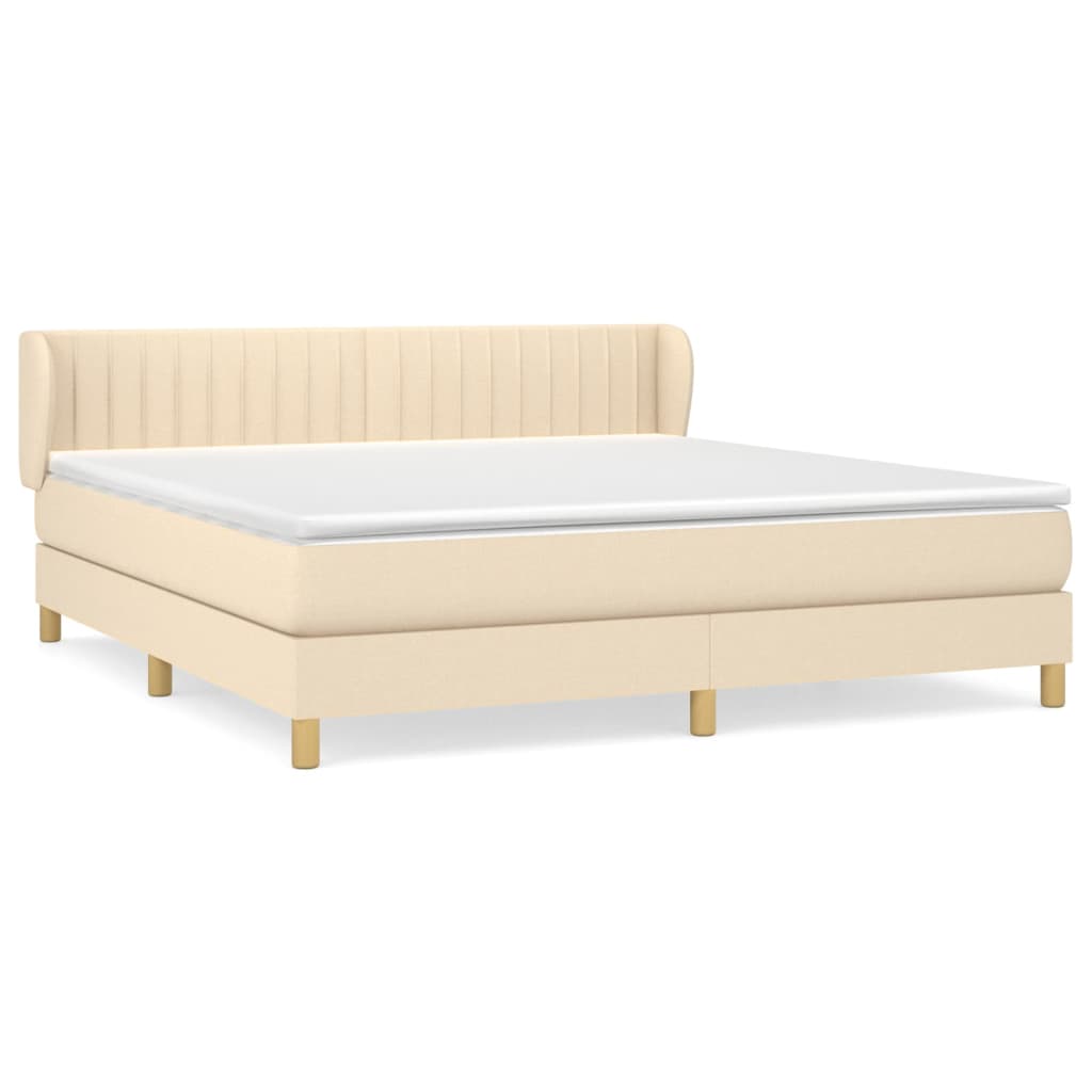 Κρεβάτι Boxspring με Στρώμα Κρεμ 180x200 εκ. Υφασμάτινο