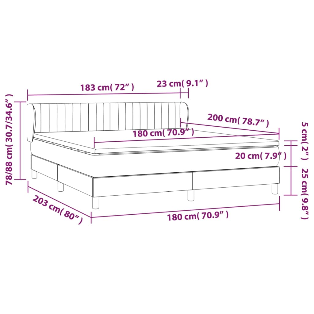Κρεβάτι Boxspring με Στρώμα Μπλε 180x200 εκ. Υφασμάτινο