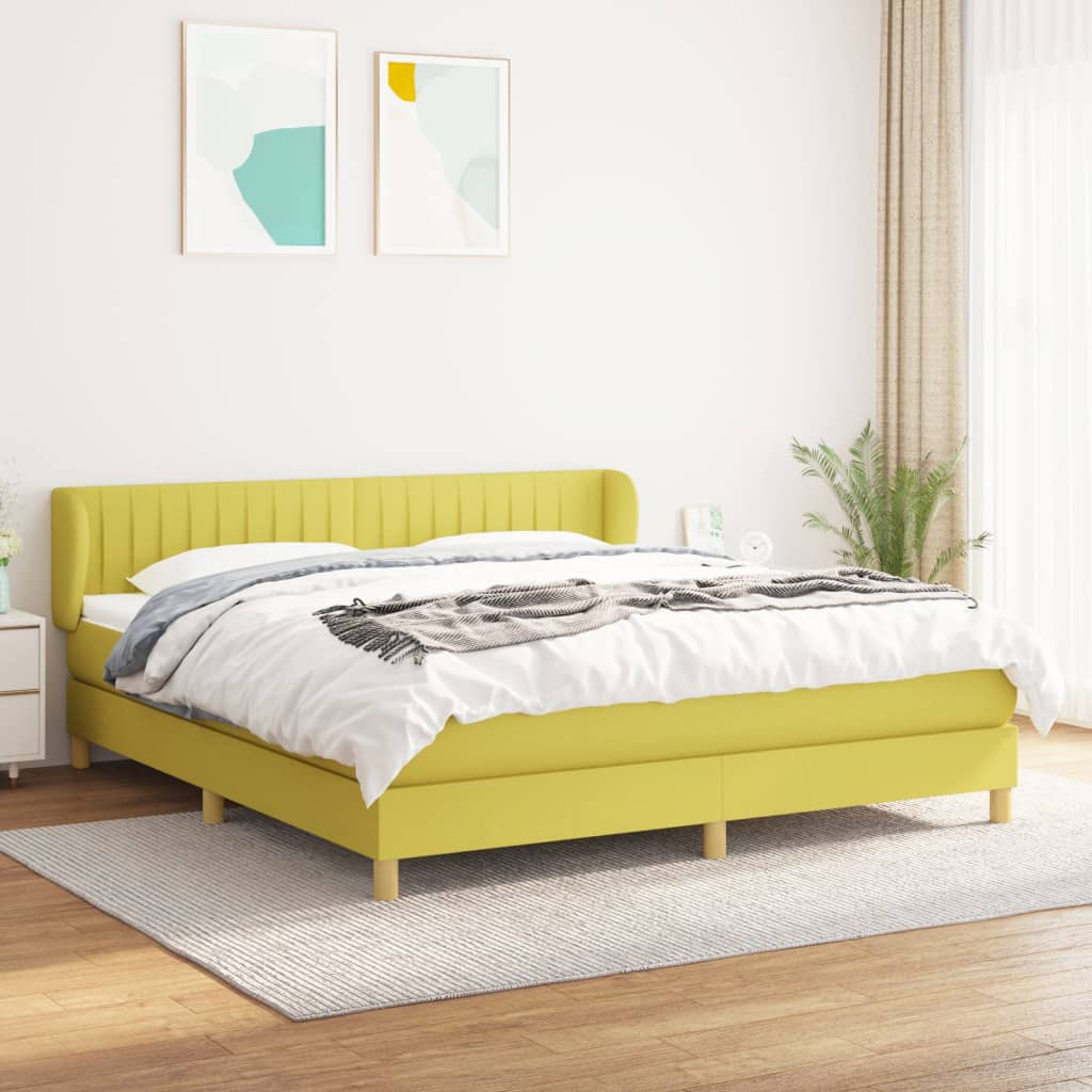 Κρεβάτι Boxspring με Στρώμα Πράσινο 180x200 εκ.Υφασμάτινο