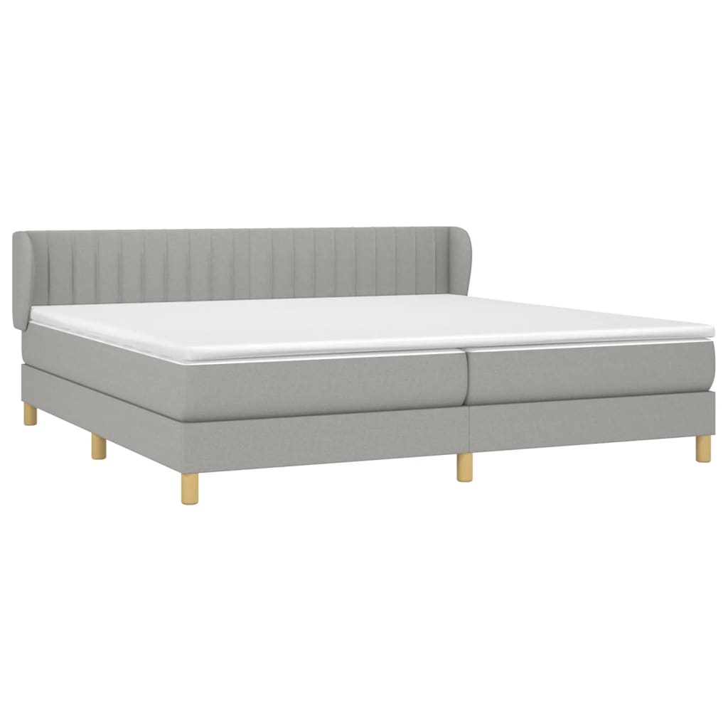 Κρεβάτι Boxspring με Στρώμα Ανοιχτό Γκρι 200x200 εκ. Υφασμάτινο