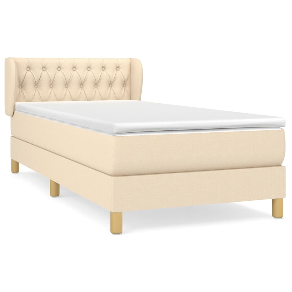Κρεβάτι Boxspring με Στρώμα Κρεμ 90x190 εκ.Υφασμάτινο