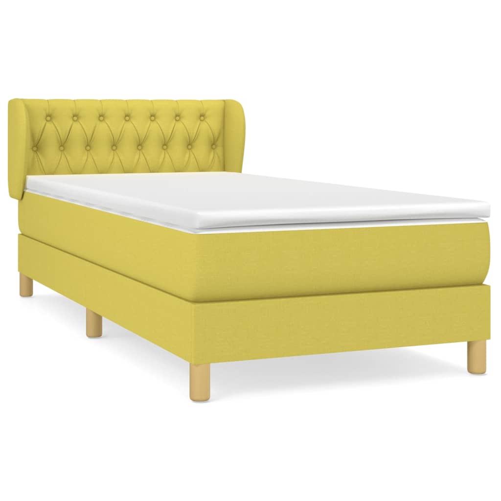 Κρεβάτι Boxspring με Στρώμα Πράσινο 90x190 εκ.Υφασμάτινο