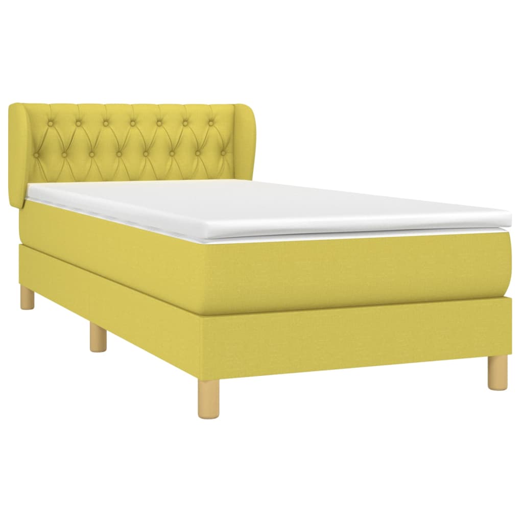 Κρεβάτι Boxspring με Στρώμα Πράσινο 90x190 εκ.Υφασμάτινο