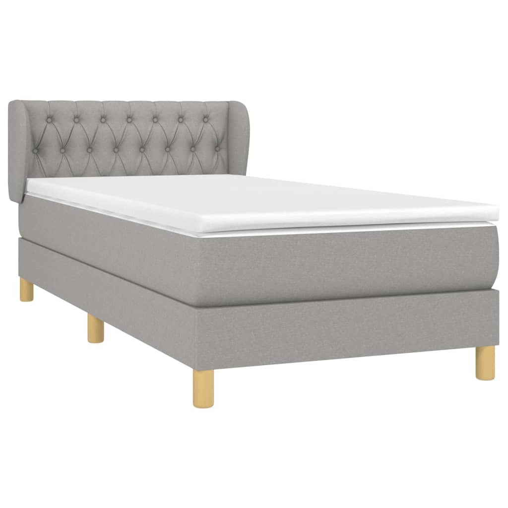 Κρεβάτι Boxspring με Στρώμα Ανοιχτό Γκρι 100x200 εκ. Υφασμάτινο