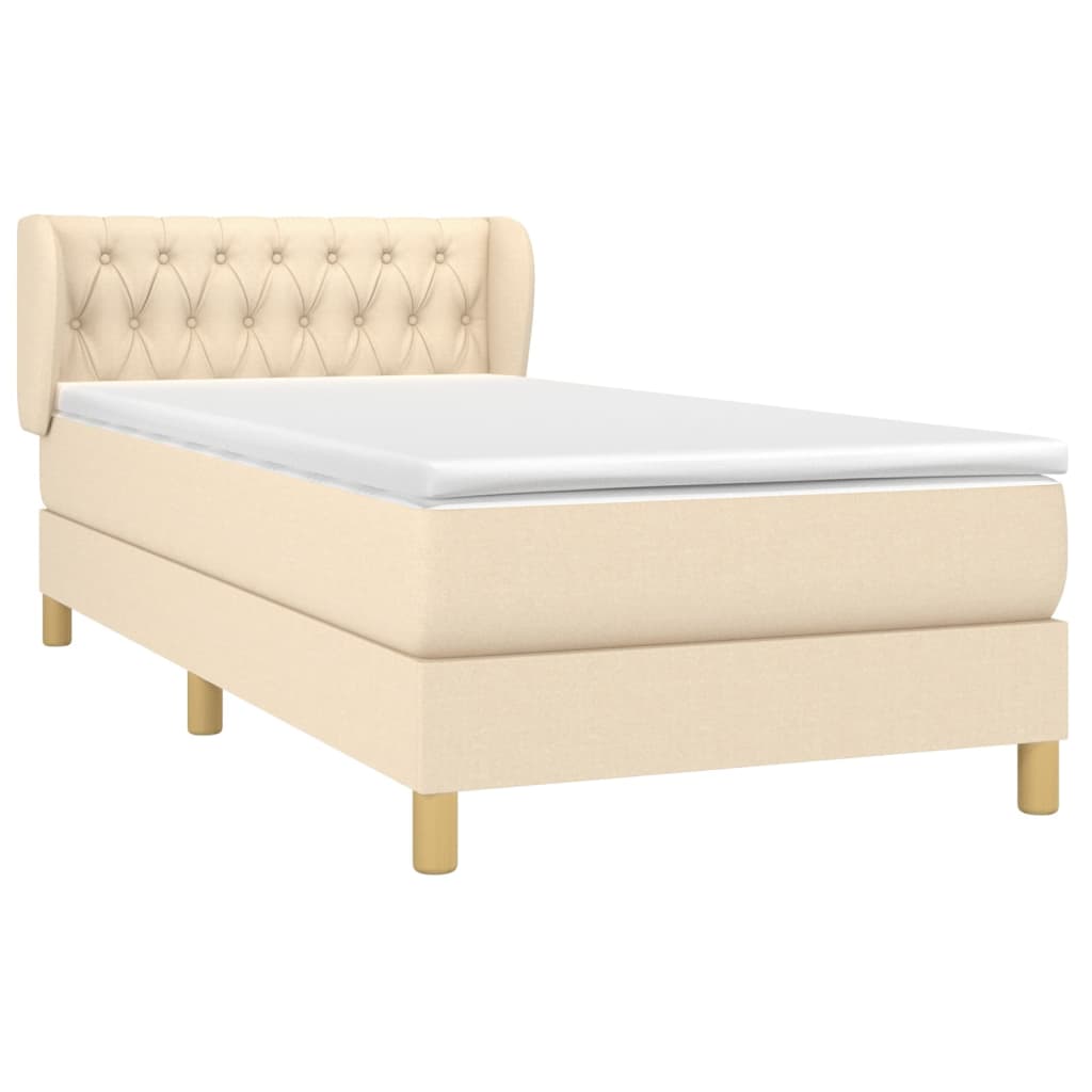 Κρεβάτι Boxspring με Στρώμα Κρεμ 100 x 200 εκ. Υφασμάτινο