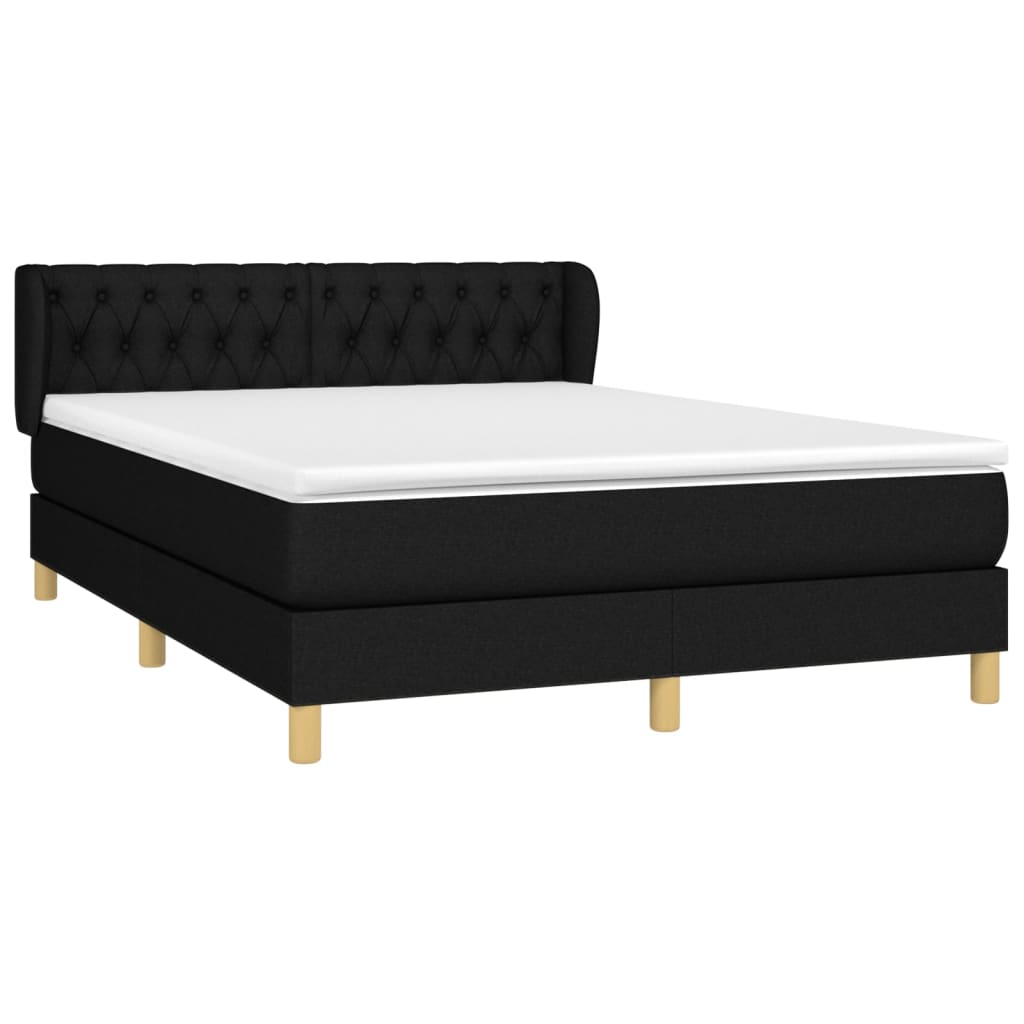 Κρεβάτι Boxspring με Στρώμα Μαύρο 140x200 εκ. Υφασμάτινο