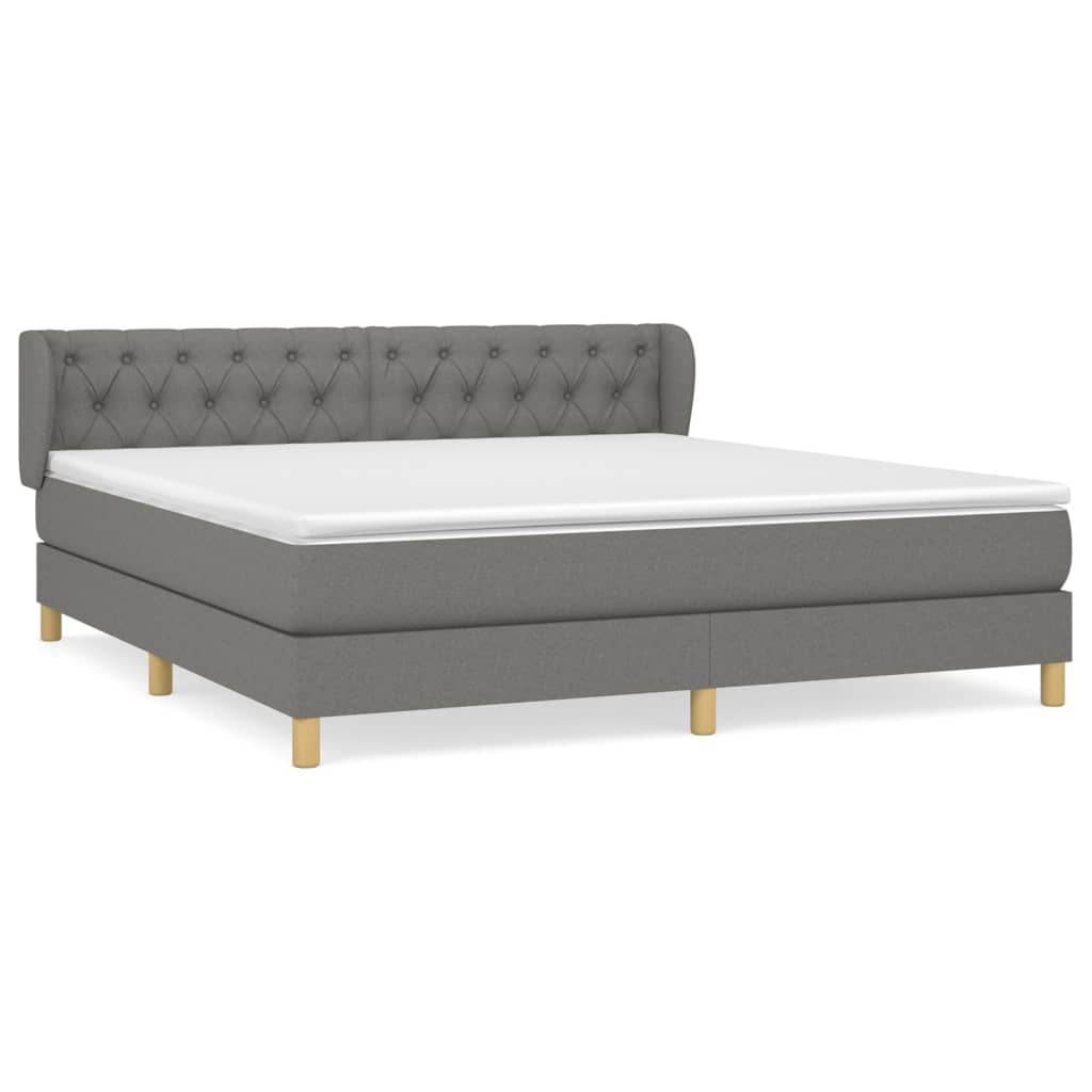 Κρεβάτι Boxspring με Στρώμα Σκούρο Γκρι 160x200 εκ Υφασμάτινο - Pakobazaar
