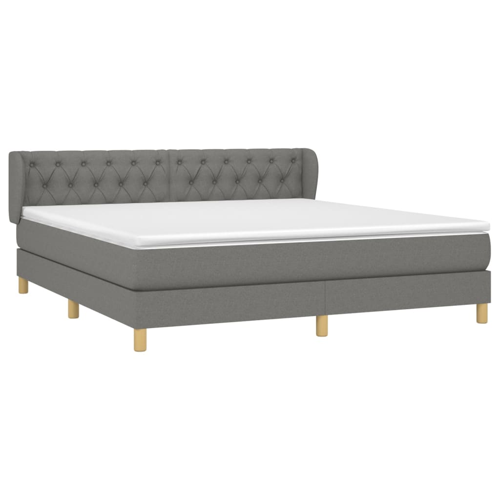 Κρεβάτι Boxspring με Στρώμα Σκούρο Γκρι 160x200 εκ Υφασμάτινο - Pakobazaar