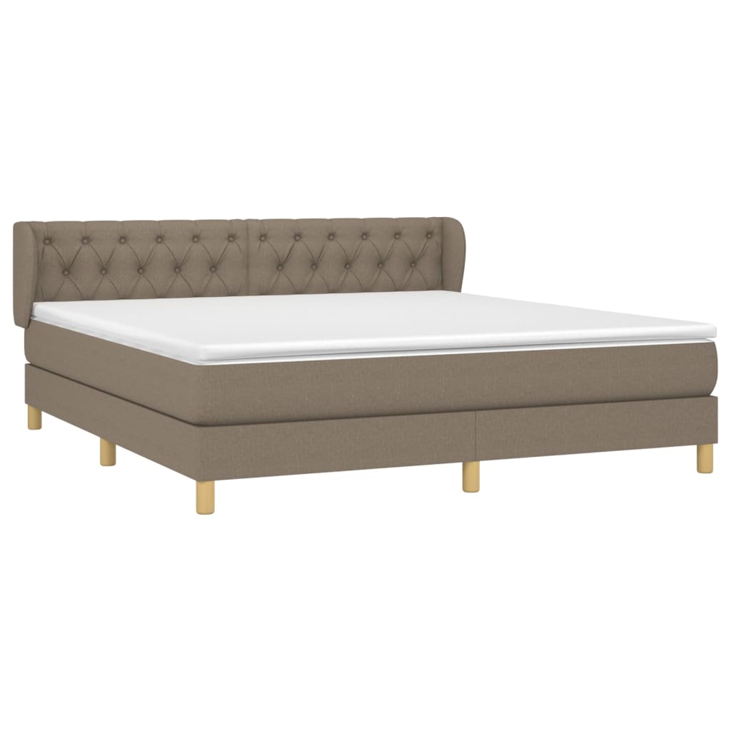 Κρεβάτι Boxspring με Στρώμα Taupe 160x200 εκ. Υφασμάτινο - Pakobazaar