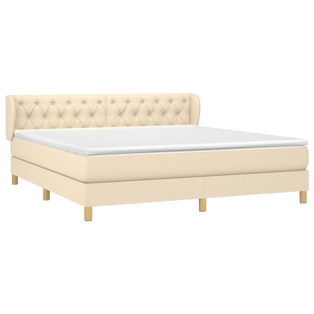 Κρεβάτι Boxspring με Στρώμα Κρεμ 160x200 εκ. Υφασμάτινο