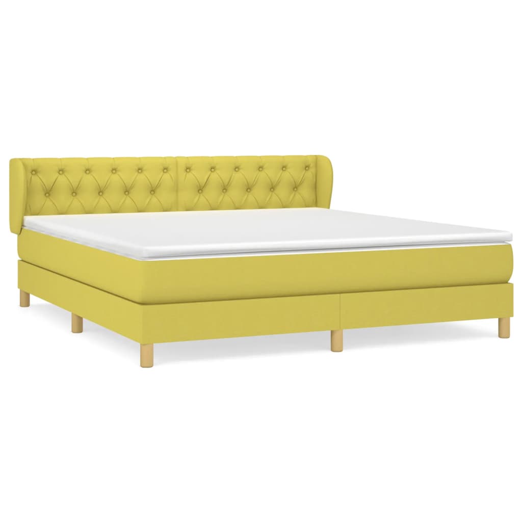 Κρεβάτι Boxspring με Στρώμα Πράσινο 160x200 εκ.Υφασμάτινο - Pakobazaar