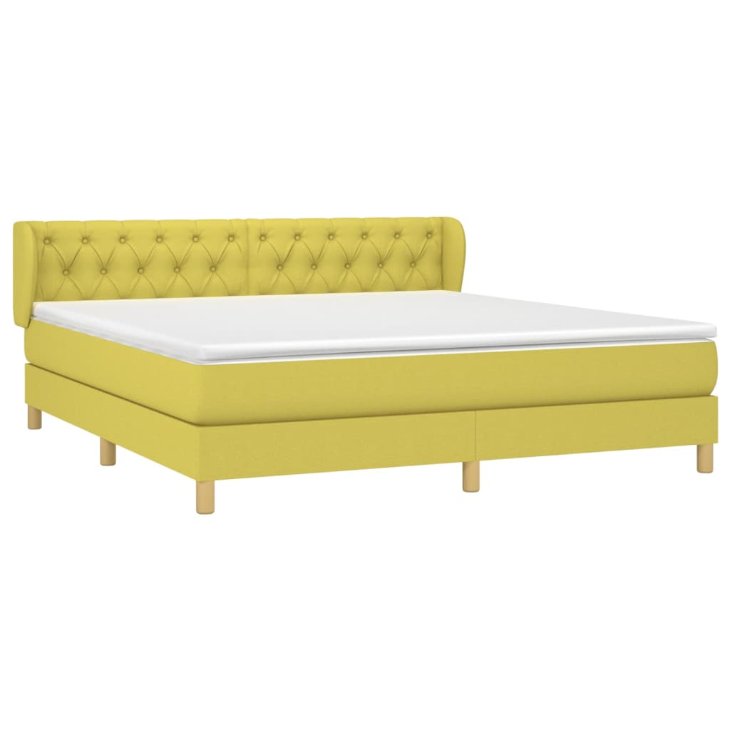 Κρεβάτι Boxspring με Στρώμα Πράσινο 160x200 εκ.Υφασμάτινο - Pakobazaar