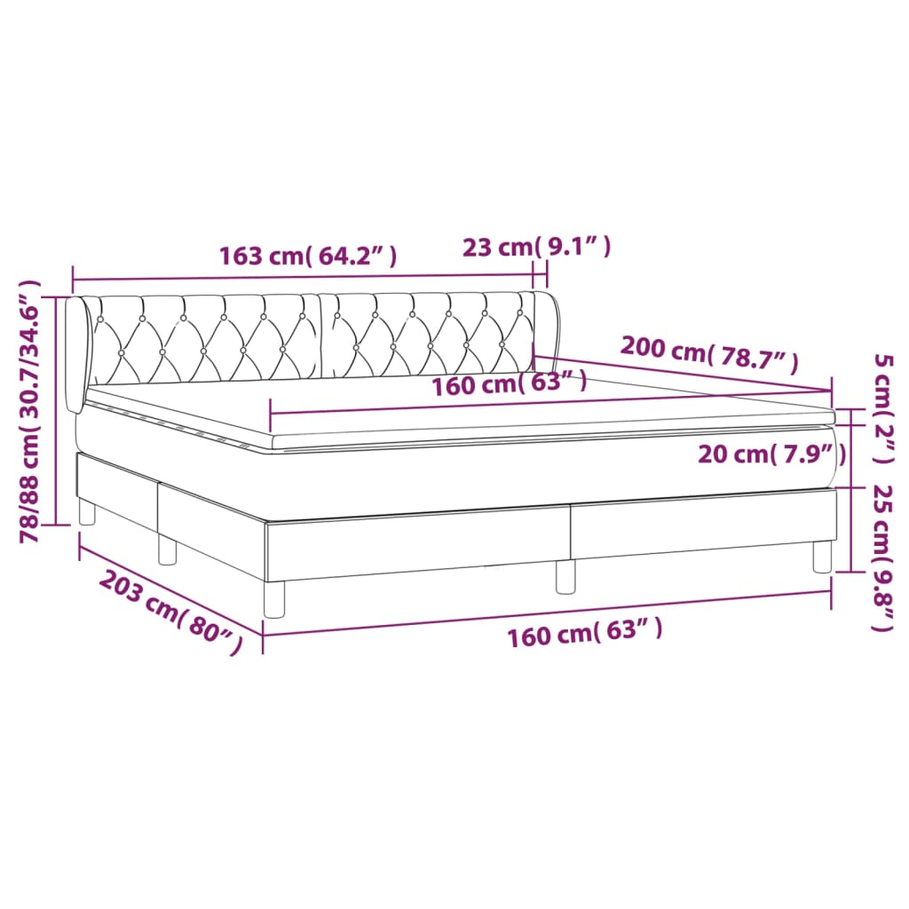Κρεβάτι Boxspring με Στρώμα Πράσινο 160x200 εκ.Υφασμάτινο - Pakobazaar