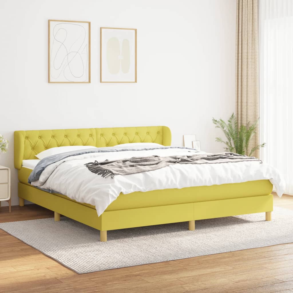 Κρεβάτι Boxspring με Στρώμα Πράσινο 160x200 εκ.Υφασμάτινο - Pakobazaar