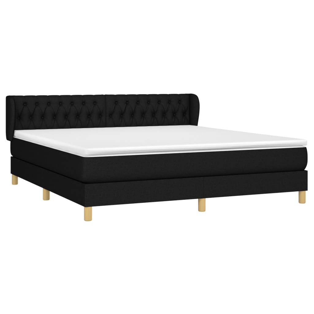 Κρεβάτι Boxspring με Στρώμα Μαύρο 180x200 εκ. Υφασμάτινο