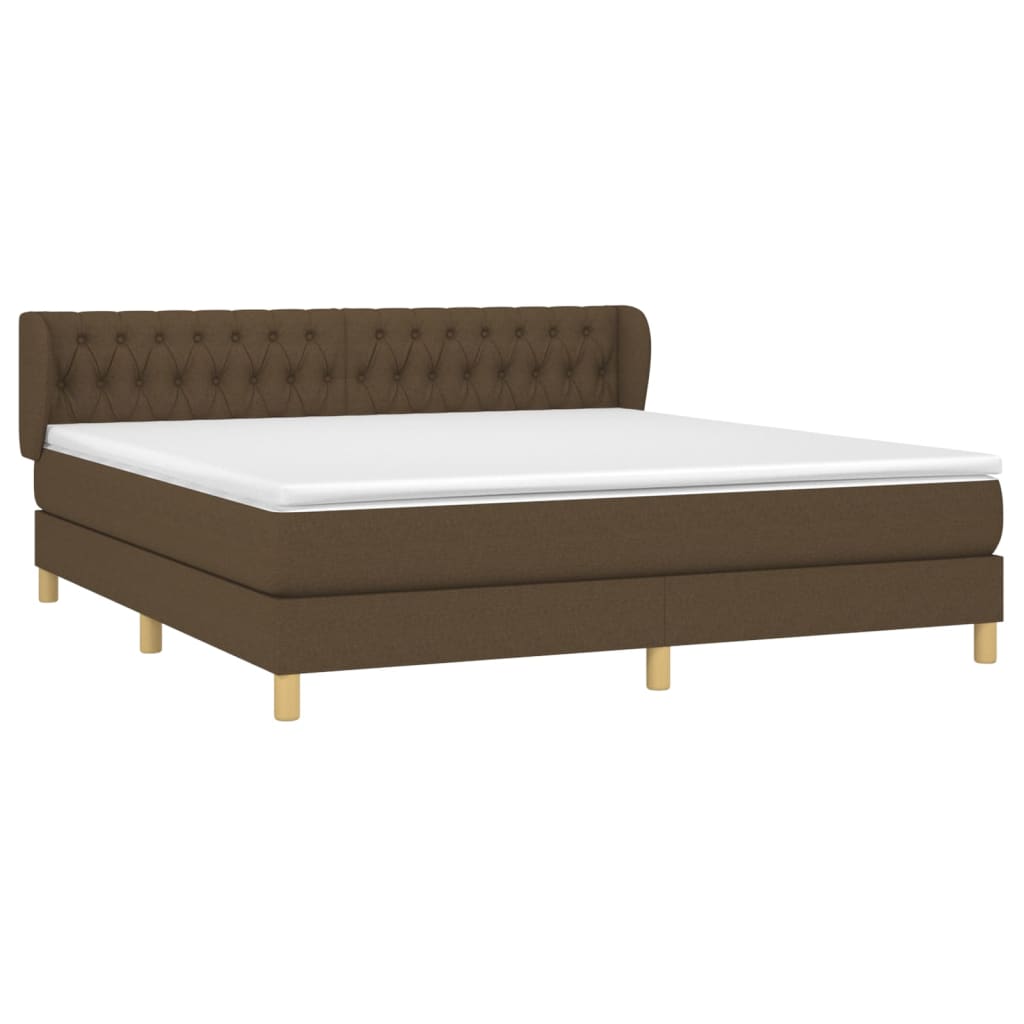Κρεβάτι Boxspring με Στρώμα Σκούρο Καφέ 180x200 εκ Υφασμάτινο