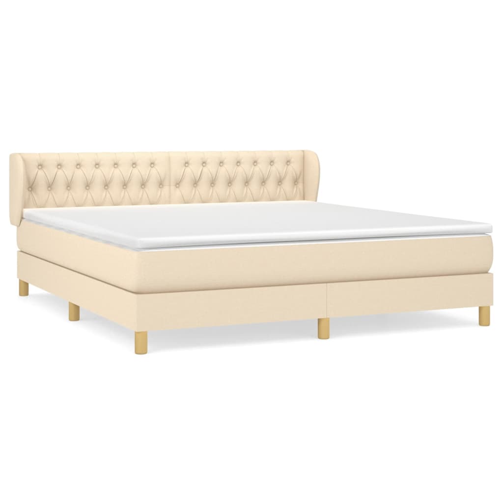 Κρεβάτι Boxspring με Στρώμα Κρεμ 180x200 εκ. Υφασμάτινο