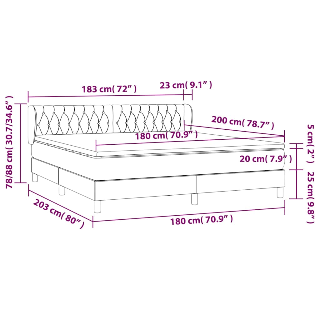 Κρεβάτι Boxspring με Στρώμα Πράσινο 180x200 εκ.Υφασμάτινο