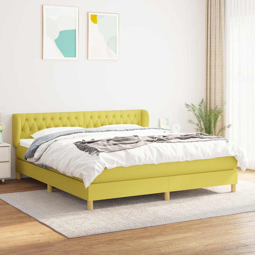 Κρεβάτι Boxspring με Στρώμα Πράσινο 180x200 εκ.Υφασμάτινο
