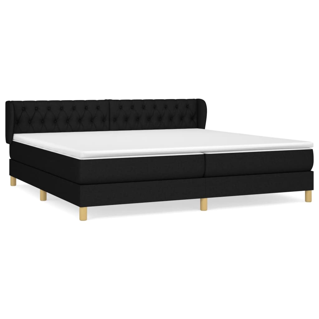 Κρεβάτι Boxspring με Στρώμα Μαύρο 200x200 εκ. Υφασμάτινο