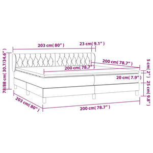 Κρεβάτι Boxspring με Στρώμα Μαύρο 200x200 εκ. Υφασμάτινο