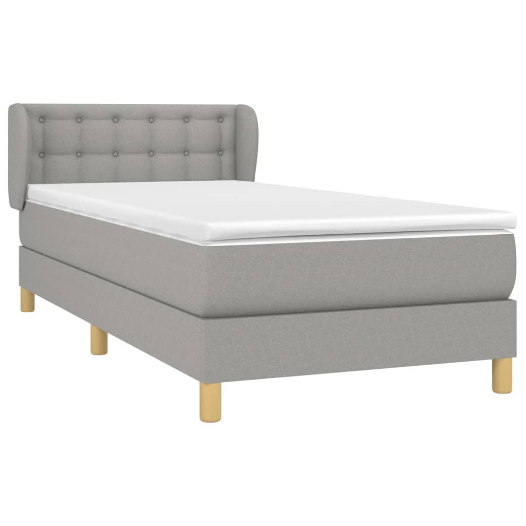 Κρεβάτι Boxspring με Στρώμα Ανοιχτό Γκρι 80x200 εκ. Υφασμάτινο