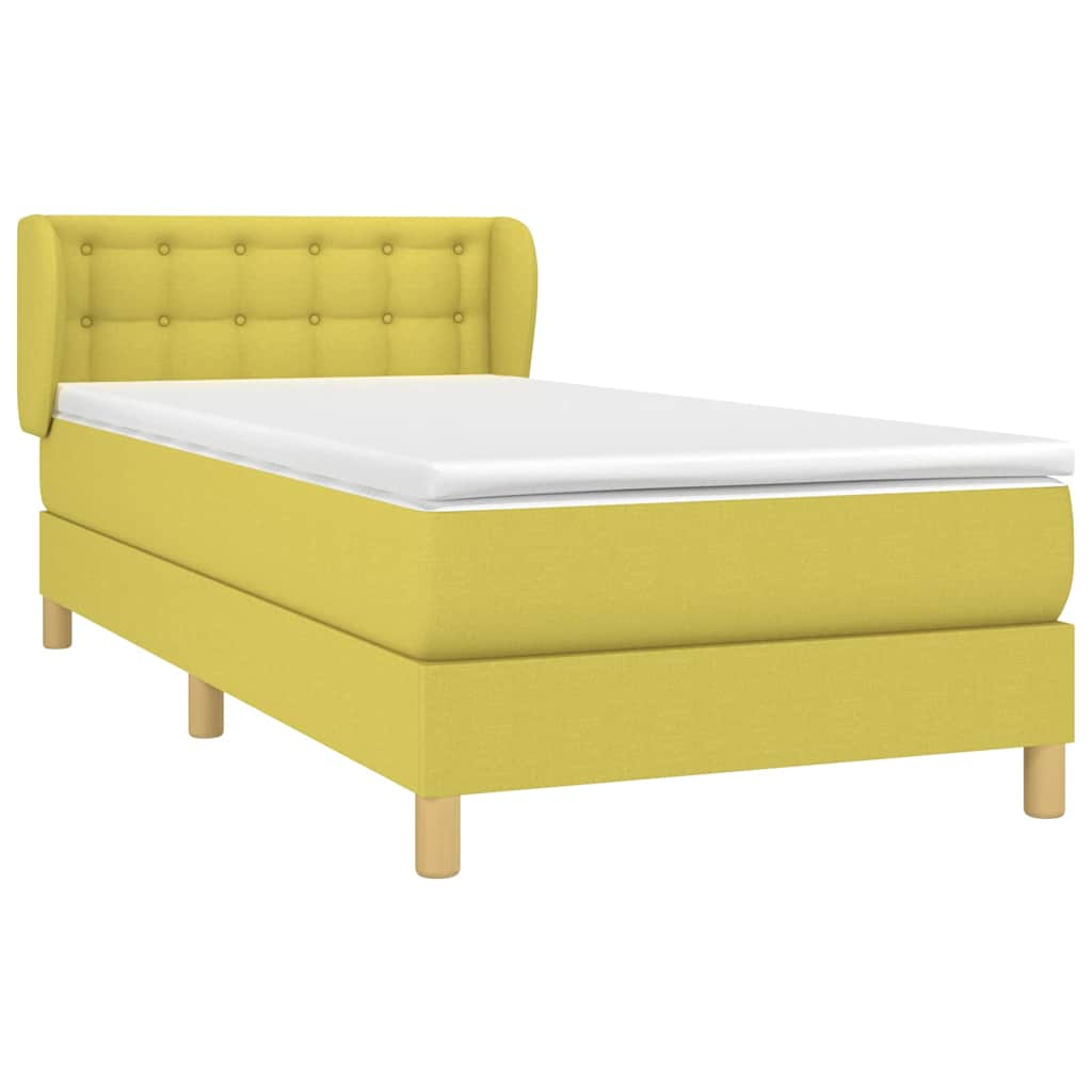Κρεβάτι Boxspring με Στρώμα Πράσινο 90x200 εκ. Υφασμάτινο